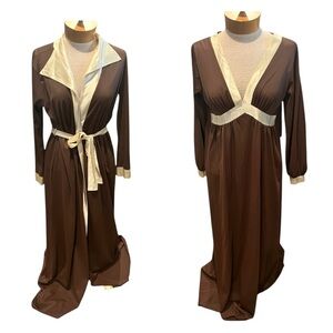 Vintage Barad Womens Robe & Nightgown Brown 60s/70s Two Tone Size S/M